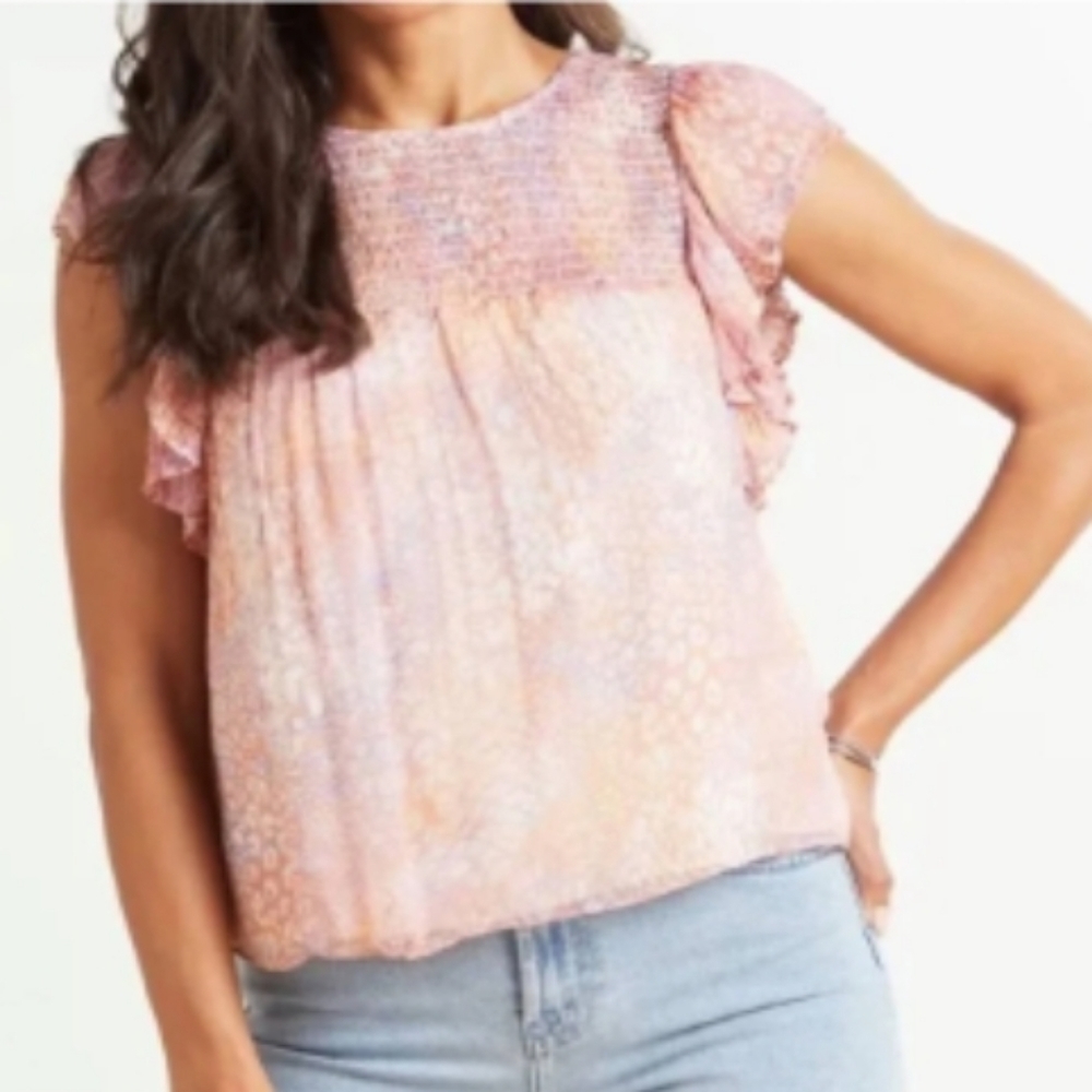 BB Dakota Dreams Are Made Of Tie Dye Short Sleeve Ruffle Top